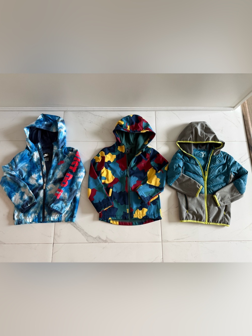 Kids Multicolor Hooded  Fall Jackets